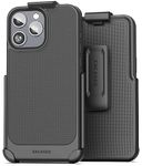 Encased Thin Armor Belt Case Designed for iPhone 15 Pro Max Case with Phone Holster Clip (2023) - Black