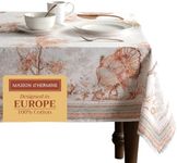 Maison d' Hermine 100% Cotton Table Cover - 60"x120" Rectangle Decorative Tablecloth - Washable Tablecloths for Dining, Home & Party - for Thanksgiving & Christmas - Giving Thanks Collection