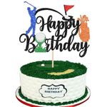 ZHUOWEISM 1 PCS Golf Happy Birthday Cake Topper Golf Cake Topper Golf Ball Player Cake Pick Decoration for Sports Golf Theme Baby Shower Boys Girls Men Birthday Party Cake Decorations Supplies Black