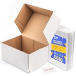 Packaging Hero 16 x 12 X 6 cm (aprox. 6.3" x 4.7" x 2.35") White Corrugated Cardboard Mailing Boxes, gift boxes, e-commerce box with free clear round stickers (10 pack)