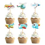 Cyodoos 24Pcs Airplane Cupcake Toppers Airplane Aircraft Cupcake Picks for Kids Plane Theme Baby Shower Birthday Party Decoration