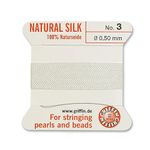 Griffin Natural Silk Thread for stringing Pearls and Beads Size #3 White