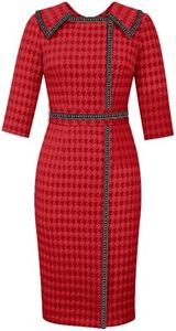 CHIC STAR Plus Size Womens Embossed Jacquard Trim Dress 28 Red