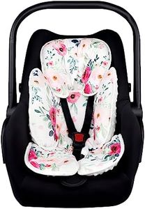 TANOFAR Infant Car Seat Insert for Newborn, Baby Car Seat Head Support Pillow Girls, Floral Carseat Head & Body Support, Ultra Soft Minky Dot Fabric