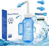 ARSH Nasal Wash Bottle 300 ml, 30 Packets Nasal Wash Salt Thermometer, Neti Pot Sinus Rinse Bottle, Nasal Irrigator for Flu Allergies & Rhinitis, Nose Cleaner for Adults & Kids, Jal Neti