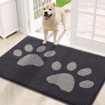 Buganda Dog Door Mat for Muddy Paws, Absorbent Dirt Trapper Washable Indoor Door Mat, Non Slip Low-Profile Mud Mat for Dogs, Front Entrance Door Mat for Inside Floor (30x20 Inches, Dark Grey)