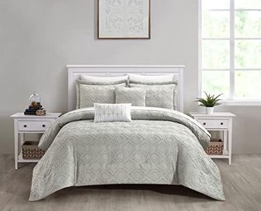 Chic Home Grey Bed in a Bag Comforter Set, Queen Size (5 Piece), Jane - Jacquard Design Polyester Bedding with Geometric Quatrefoil Pattern - Comforter, Pillow Shams and Decorative Pillows