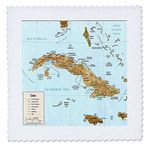 3dRose Print of Map of Cuba - Quilt Square, 6 by 6-Inch (qs_205044_2)