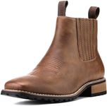 Cowboy Boots for Men Square Toe, All-Weather Slip-On Work & Casual Western Chelsea Boots -botines para hombre