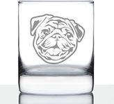 Happy Pug Whiskey Rocks Glass - Fun