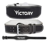 VICTORY Genuine Leather Weight Lifting Gym Belt Back Support Power Lifting Belt for Men and Women | Unisex | Adjustable Buckle | (XL (34" - 38") Inch)