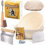 Sourdough Bread Baking Supplies Starter Kit, Banneton Bread Proofing Basket Round 9" Set of 2, Bread Making Tools, Perfect Bread Basket Gift Set by CRISS ELITE