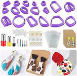 SENHAI 18 Pcs Different Shape Plastic Polymer Clay Cutters with Earring Cards, Hooks, Round Circle Mold for Jewelry Making, Clear