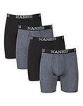 Hanes Ultimate Men's Total Support Pouch Long Leg Boxer Brief, Black/Grey, Large