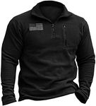 Beotyshow Mens Tactical Fleece Jacket Polar Soft Warm Quarter Zip Pullover, A: Black, X-Large