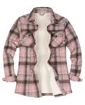 ThCreasa Womens Fashion Flannel Shacket with Pockets Buffalo Plaid Button Down Sherpa Lined Winter Flannel Shirt Jacket Pink L