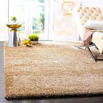 ANAYKA Microfiber Carpets Shaggy Rugs for Living Room | Rug for Bedroom | Rug for Drawing Room | 5x7 Feet Beige Carpet | Thickness 5 cm