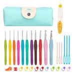 ELEPHANTBOAT® 31Pcs Crochet Kit, Full Size Crochet Needles Knitting Craft Weaving Yarn Sewing Tools Kit, with 11 Colorful Soft Grip Crochet Hooks 2mm-8mm, Scissor, Tape Measure, Markers, etc.