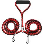 ADOGO® Dog Lead Splitter,No-Tangle Double Dog Leash for Walking and Traning 2 Dogs (Red & Black)