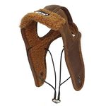 Dog Aviator Hat,PU Dog Winter Pilot Caps Retro Fashion with Adjustable Chin Strap Ear Holes for Autumn Winter Cold Weather