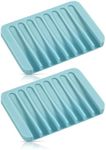 Jomeech Bathroom Soap Dish, Silicone Soap Holder for Bar Soap, Pack of 2 (Light Blue)