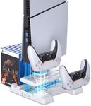 HEATFUN PS5 Slim Charging Station, PS5 Slim Stand with Cooling Station and Controller Charging Station, Base for PS5/PS5 Console Disc/Digital - White