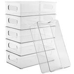 HAKZEON Set of 6 Clear Fridge Storage Containers, Fridge Organisers Bins, Stackable Refrigerator Organizer Kitchen Pantry Storage Drawers Boxes with Handles for Fridge/Refrigerator