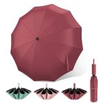 ANYCHO Umbrella for Men, 23 Inch UV Coated Umbrella for Rain with Auto Open and Close, 3 Folding Travel Umbrella Winndproof for Man, Women, Girls, Boys (Red)