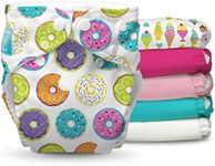 Charlie Banana Baby Fleece Reusable and Washable Cloth Diaper System, 6 Diaper and 12 Inserts, One Size, Desserts