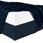 sheetsnthings 300tc Cotton Solid Navy Twin Extra Long Pleated Tailored Bed Skirt with 15 Inches Drop and Split Corners