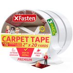 XFasten Double Sided Tape Carpet Tape for Area Rugs and Carpets, Removable, 2 Inches x 20 Yards (3-Pack), Super Strong and Heavy-Duty Rug Tape for Carpet to Floor and Rug to Carpet Applications