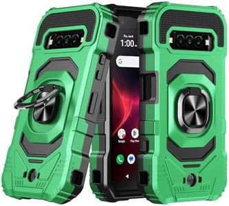 Thousandgear Customerfirst Compatible for Kyocera DuraForce PRO 3 (E7200) w/ith Tempered Glass Screen Protector Ring Car Mount Ready with Kickstand Shockproof Hard Phone Case (Green)