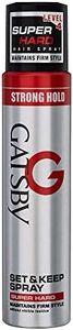 Gatsby Japan Set And Keep Hair Spray Super Hard, 250ml | Quick Drying, Long Lasting Hold, No Flaking & Natural Shine | Non Sticky & Easy Wash Off | Styling Hair Spray