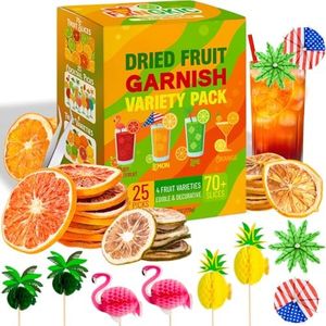 Dehydrated Citrus Slices Set, 4 Varieties, 70+ Pieces - Cocktail/Food Garnishing - Citrus Potpourri - Lemon/Lime/Orange/Grapefruit - Includes 25 Paper Umbrellas and Tweezers - Gift Box