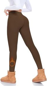 FULLSOFT Fleece Lined Leggings Women High Waisted Tummy Control Workout Winter Thermal Warm Soft Yoga Pants(coca moncha,Small-Medium)