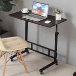 Aerkenga 31.5 inch Side Table Small Notebook Computer Stand Height Adjustable Desk Rolling Desk Bedside Table, Black