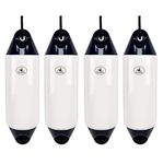 Hurricane Fenders Original Series Boat Fender PM02 48cm x 14cm (19" x 5") - White With Blue Ends - Pack Of Four