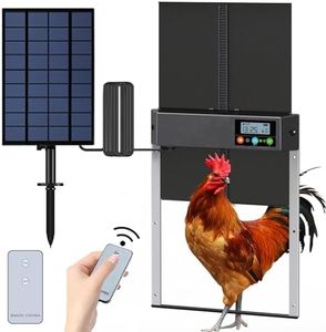 Automatic Chicken Coop Door, Solar Powered Chicken Door with Timer, Light Sensor, LCD Display, Aluminum Chicken Coop Door Opener with Weatherproof, Multiple Modes, Remote Control, Chicken Accessories