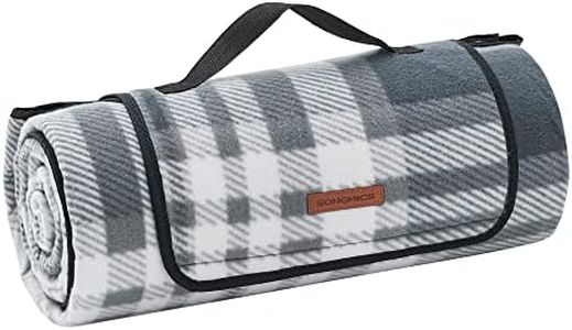 SONGMICS Manta de Picnic, 195 x 150 cm, Manta de Camping Grande, para Parque, Jardín, Exterior, Playa, Impermeable, Plegable, Gris y Blanco GCM60GW