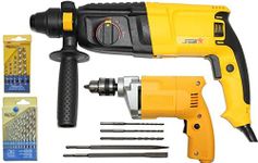 Digital Craft COMBO Hammer Drill Heavy Duty Rotary Hammer Drill Machine 800 watts with 3 mode (YELLOW) Pistol Grip Drill (26 mm Chuck 10mmSize) Pistol Grip Drill (26 mm Chuck Size)