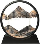 Muyan Moving Sand Art Picture Sandscapes in Motion Round Glass 3D Deep Sea Sand Art for Adult Kid Large Desktop Art Toys (Black, 12 Inch)