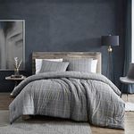 Kenneth Cole New York Sussex Flannel Collection | Duvet Cover Set- 100% Cotton Ultra Soft, All Season Bedding, Pre-Washed for Added Softness, King, Black