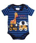 BUMZEE Blue Boys Half Sleeves Bodysuit Age - 3-6 Months (Peb8065C-blu)