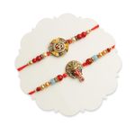 TIED RIBBONS Bhai Dooj Rakhi for Brother Set of 2 Rakhi Set | Greeting Card | Tikka Bhai Dooj - Raksha bandhan Rakhi Bracelet for Brother Rakhi 2 Set | Rakhi for Bhaiya | Rakhi Thread