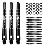 CyeeLife Pro Dart Shafts Aluminium 15Packs(5 Sets) with 20pcs Rubber O Rings,Black 48mm