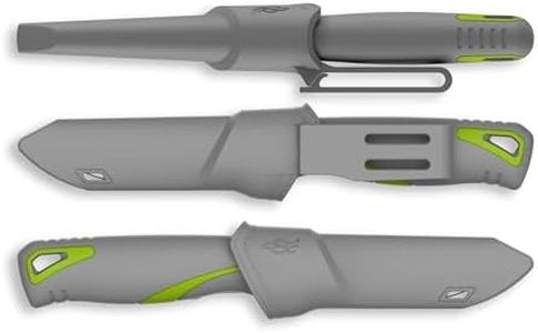 Ganzo G807-GY Cuchillo de hoja fija 9CR14 Hoja de acero inoxidable Mango ergonómico antideslizante Camping Caza Pesca Cuchillo EDC al aire libre con vaina (Gris)