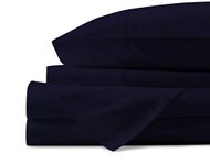 Charlotte Home Collection 4 Piece Sheet Set,Premium 1000 Thread Count 100% Egyptian Cotton,Fits Mattress Upto 18" Deep Pocket,Solid Luxurious Hotel Class Bedding Super Soft (Queen,Navy)