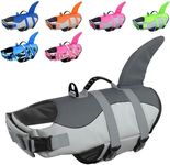 CITÉTOILE Dog Life Jacket Floatation,Pet Life Vest Shark Costume,Puppy Safety Vest for Swimming Pool,Beach,Boating,XS-XXL for Small Medium large Dogs M Training with Rescue Handle,Grey