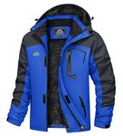 TACVASEN Mountain Jacket Mens Fleece Climbing Snow Ski Jacket Winter Snowboarding Windproof Softshell Skiing Jacket Waterproof Hoodie Blue