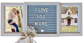 Oak Letters Customizable Picture Frame (Cream) with Genuine Felt Letter Board: Personalized Two Picture Frame for Engagement, Love, Friends, Boyfriend, Girlfriend, Wife, Anniversary, Fun, Sisters